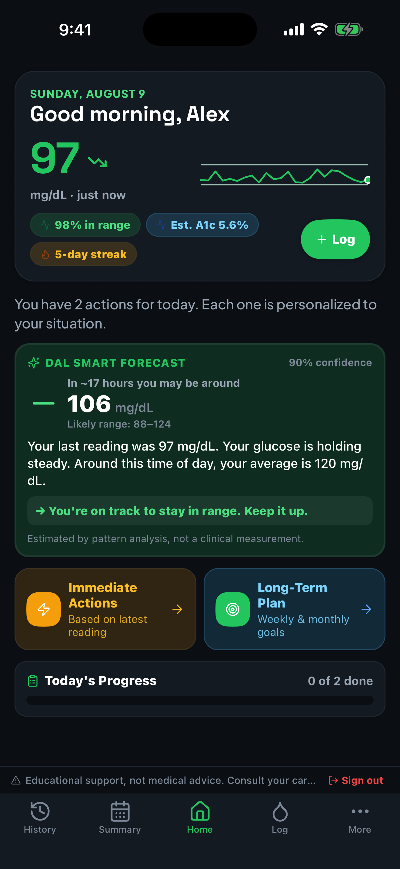 DAL home screen in the Dark theme